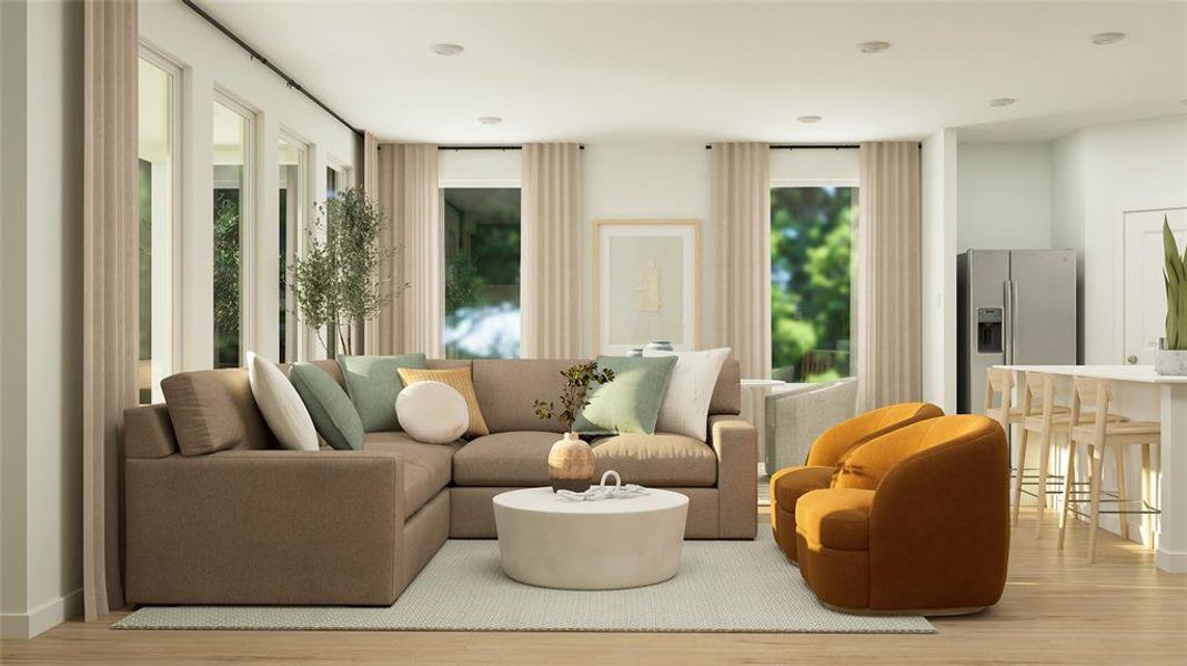 Living room featuring light wood-type flooring