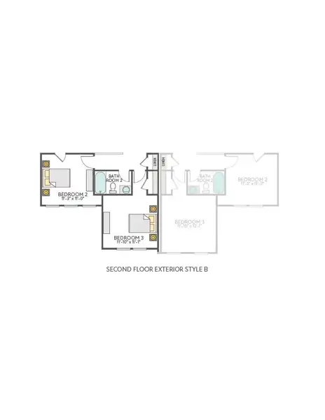 2D floor plan layout of this home in Park Central, Georgetown, TX (Image 6).