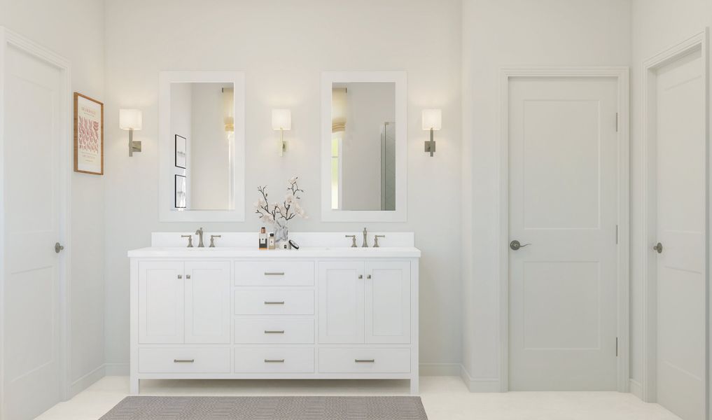 Primary bath with furniture like vanity