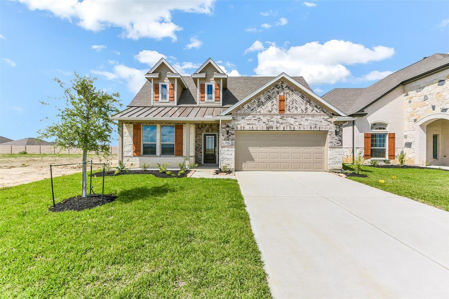 Front exterior of a new home in River Ranch Meadows, Dayton, TX, highlighting curb appeal (Image 24). Front exterior of a new home in River Ranch Meadows, Dayton, TX, highlighting curb appeal (Image 24).