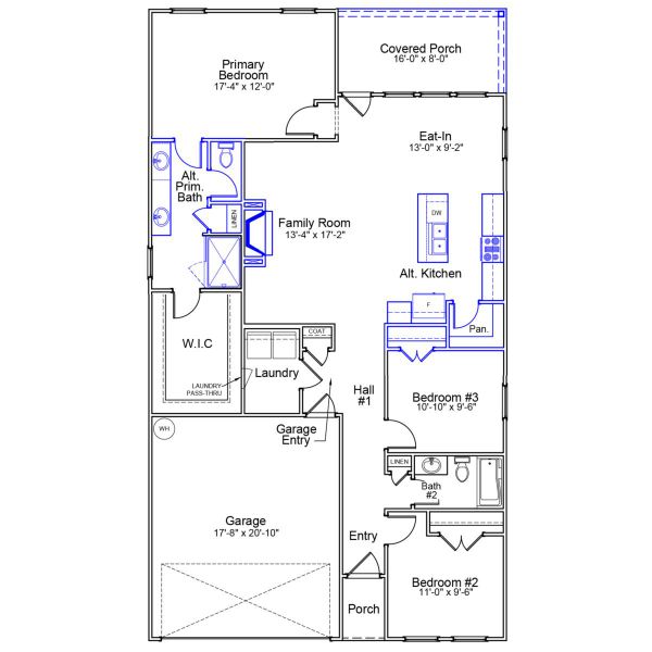2D floor plan layout of this home in Avenue One, Castle Hayne, NC (Image 3).