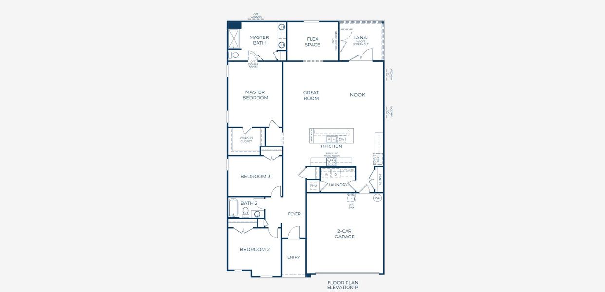 2D floor plan layout for the Drexel by Maronda Homes in Palm Coast, Palm Coast, FL (Image 5).