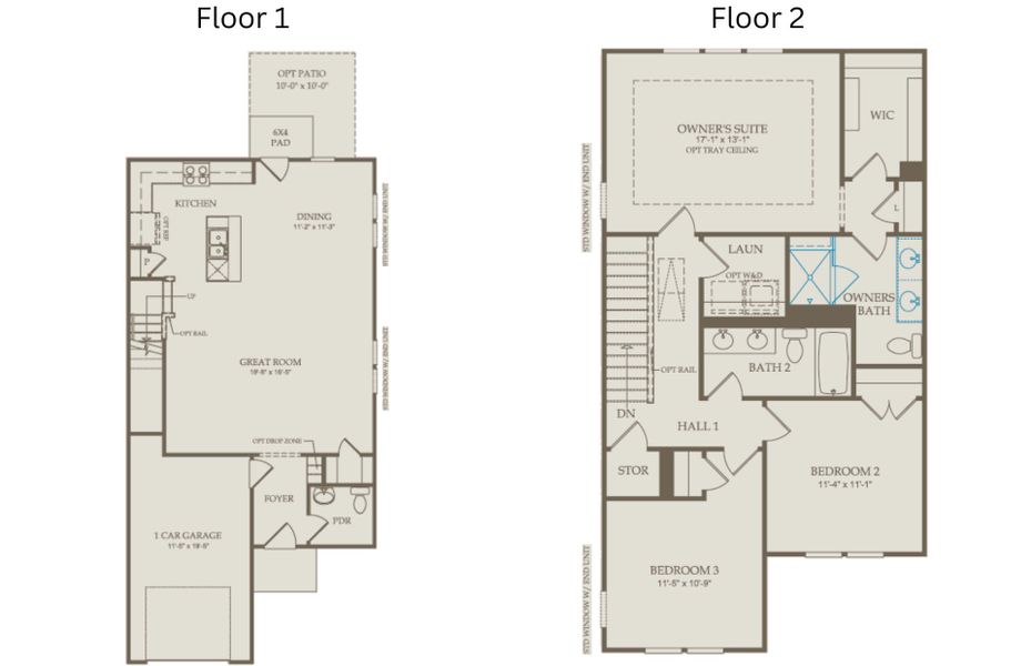 Floor Plan Level 1 and Floor Plan Level 2