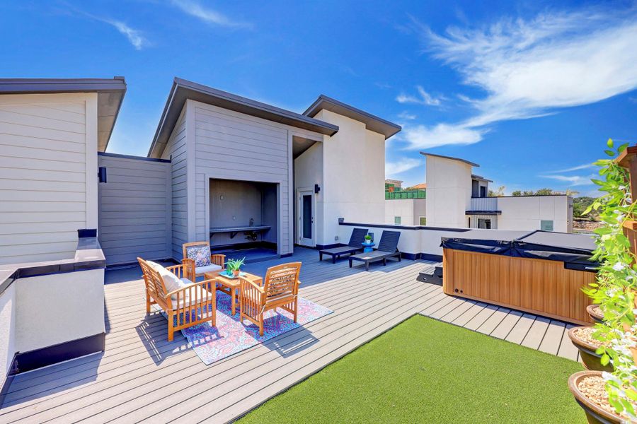 VIEW FROM #931 PRIVATE ROOFTOP PATIO.  PET AREA IS INCLUDED BUT BUYER CAN CHOOSE NOT HAVE IT INSTALLED.  THERE IS A HOSE SPIGOT AND DRAINS FOR CLEAING THE PET AREA.