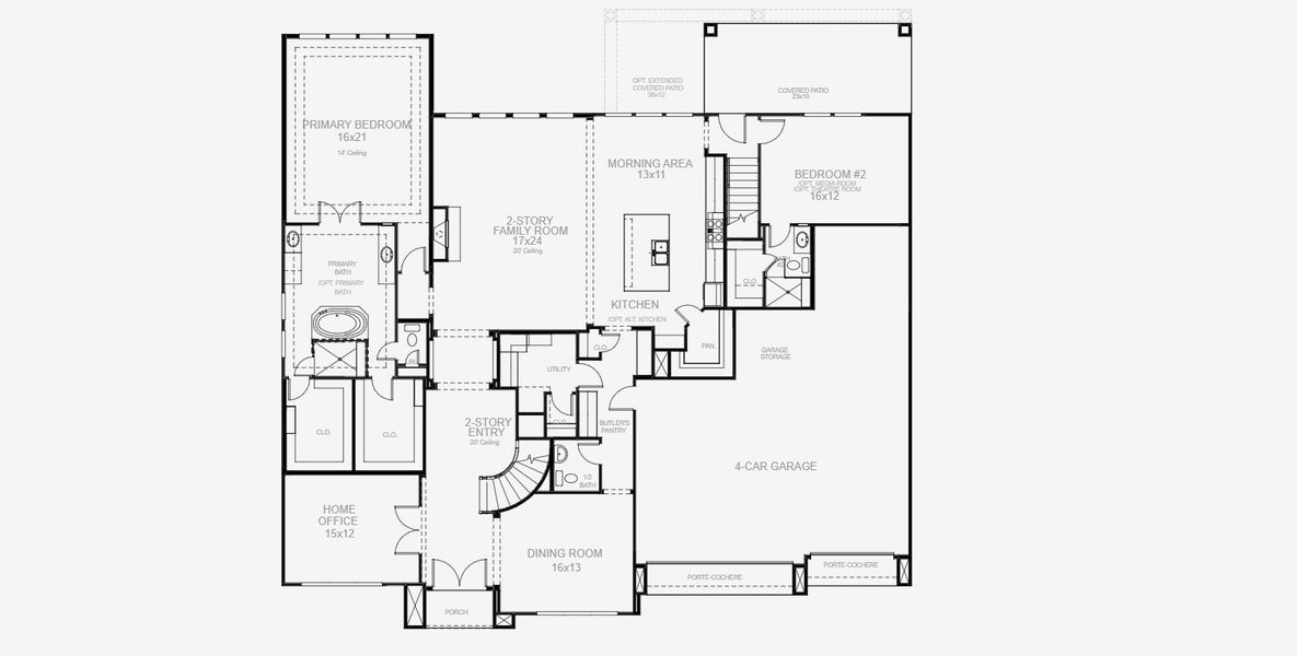 2D floor plan layout for the 4931S by Perry Homes in Lakes of Cane Island, Katy, TX (Image 5).