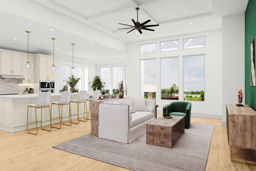 Furnished interior view inside a new home in Ellwood: Prestige Collection, Iowa Colony (Image 6).