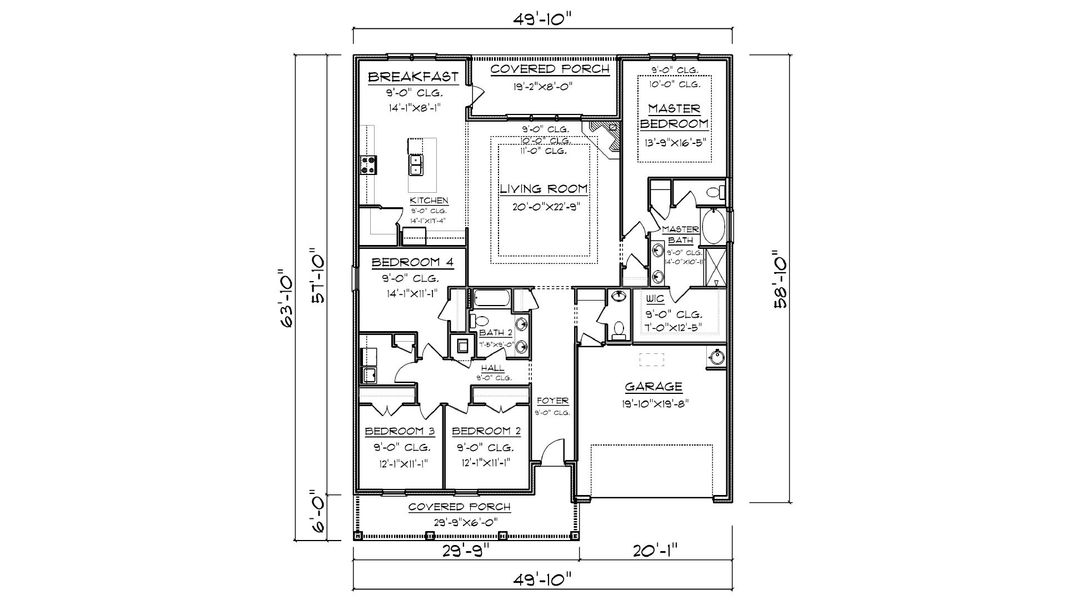 2D floor plan layout for the The Victoria by D.R. Horton in Hodges Bayou Plantation, Panama City, FL (Image 5).