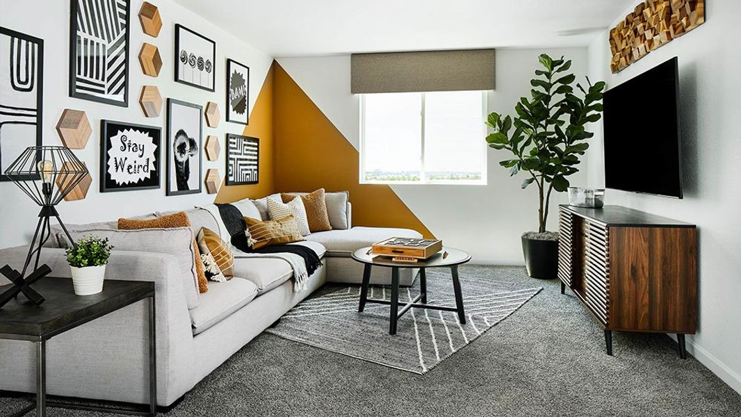 Representative furnished interior of a home built from the Ridgway by Taylor Morrison in The Fields at Looking Glass Town Collection, Parker (Image 33).