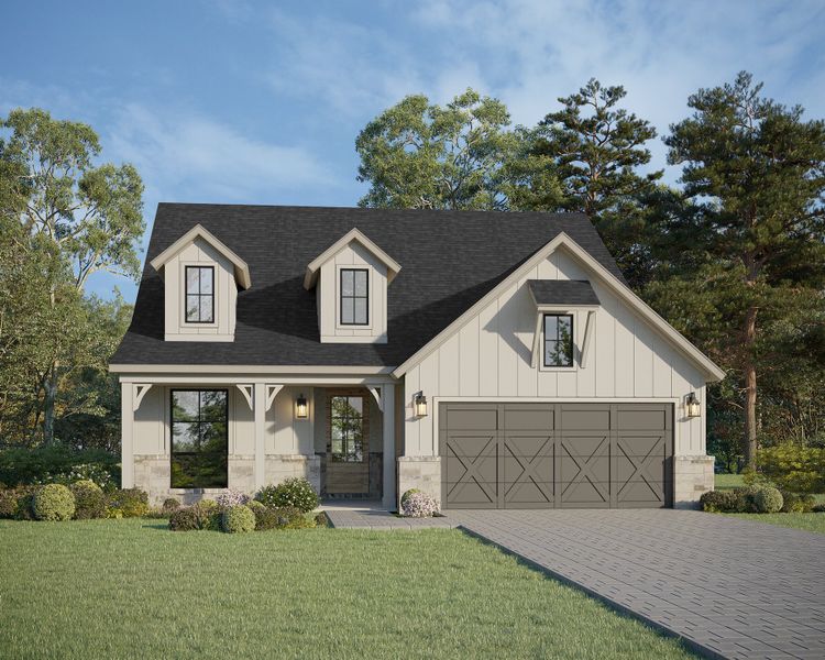 Plan 1544 Elevation B w/ Stone Plan 1544 Elevation B w/ Stone