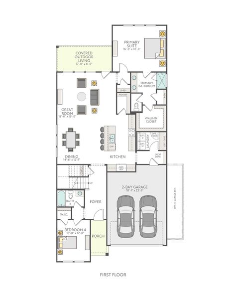 2D floor plan layout of this home in Park Central, Georgetown, TX (Image 3).