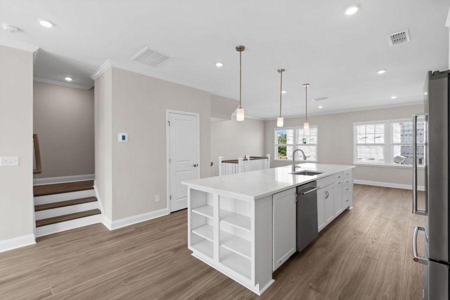 Furnished interior view inside a new home in Lakeside Townes at Riverlights, Wilmington (Image 5).