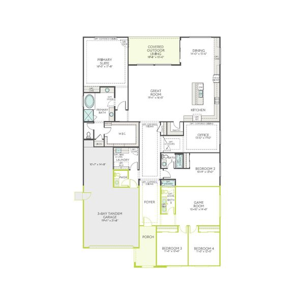 2D floor plan layout of this home in Abel Ranch, Goodyear, AZ (Image 4).