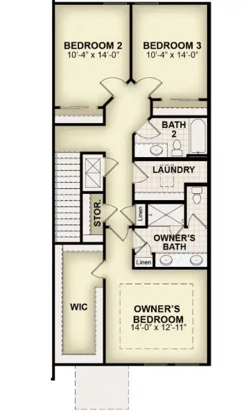 2D floor plan layout for the Avalon by Rockwell Homes in Whaley Grove Townhomes, St. Cloud, FL (Image 4).