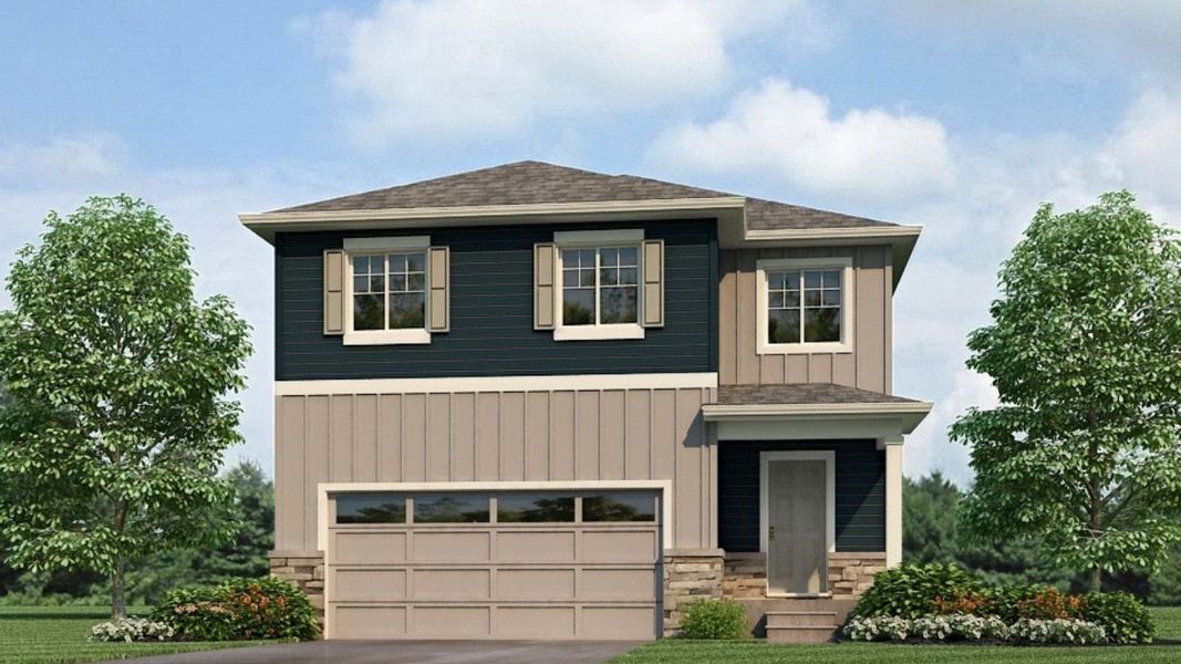 Representative exterior photo of a completed home built from the Elm by D.R. Horton in Tailholt, Severance, CO (Image 13).