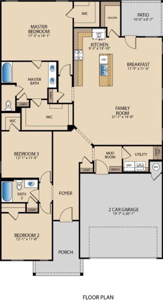 2D floor plan layout of this home in Sonterra, Jarrell, TX (Image 3).