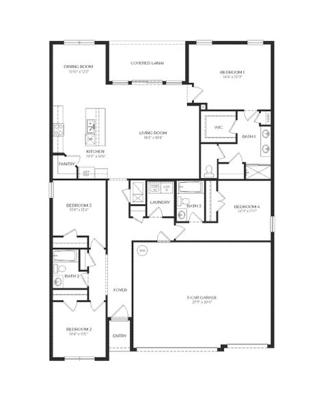 2D floor plan layout for the Madison by D.R. Horton in Somerset Bay, Spring Hill, FL (Image 3). 2D floor plan layout for the Madison by D.R. Horton in Somerset Bay, Spring Hill, FL (Image 3).