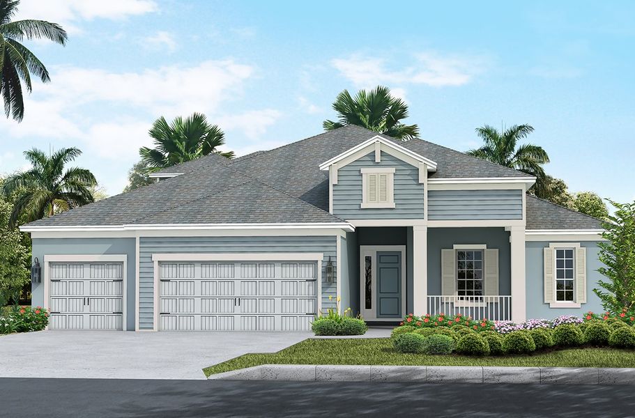 Representative exterior photo of a completed home built from the Kiawah 2 by Neal Communities in Canoe Creek, Parrish, FL (Image 17). Representative exterior photo of a completed home built from the Kiawah 2 by Neal Communities in Canoe Creek, Parrish, FL (Image 17).