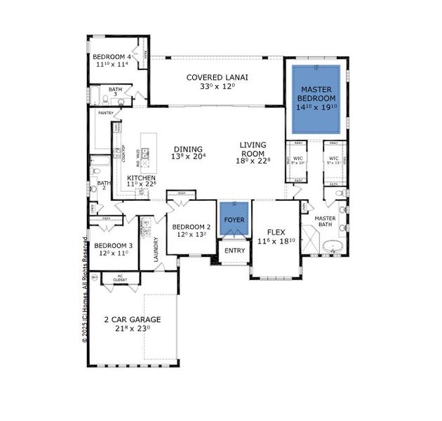2D floor plan layout for the Egret VIII - Pinnacle Series | 80' Wide Lots by ICI Homes in Amelia National, Fernandina Beach, FL (Image 3).
