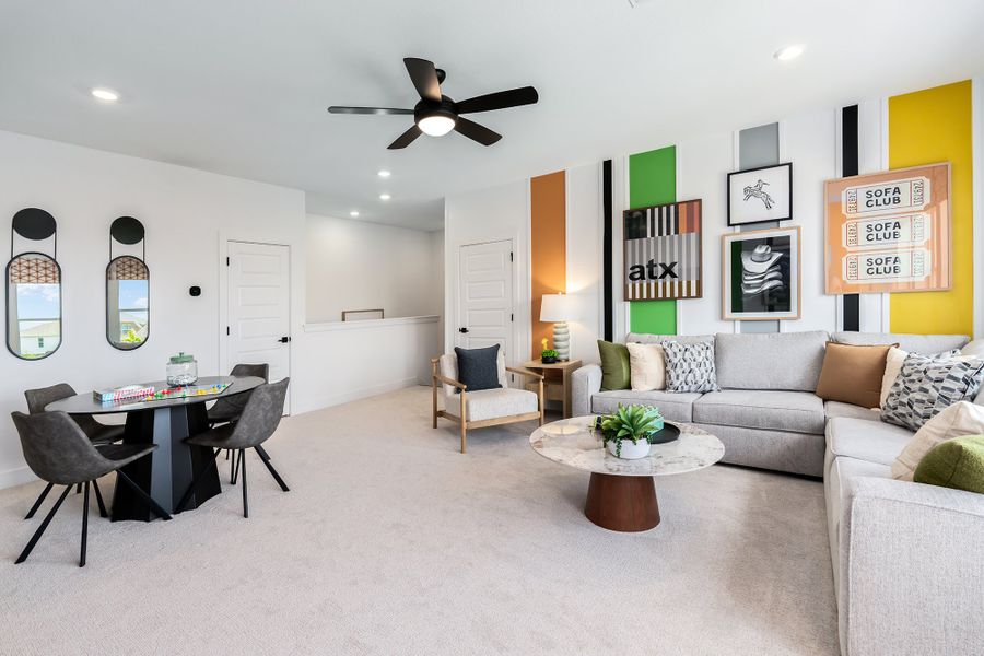Representative furnished interior of a home built from the The Touchstone by David Weekley Homes in Sunfield, Buda (Image 4). Representative furnished interior of a home built from the The Touchstone by David Weekley Homes in Sunfield, Buda (Image 4).