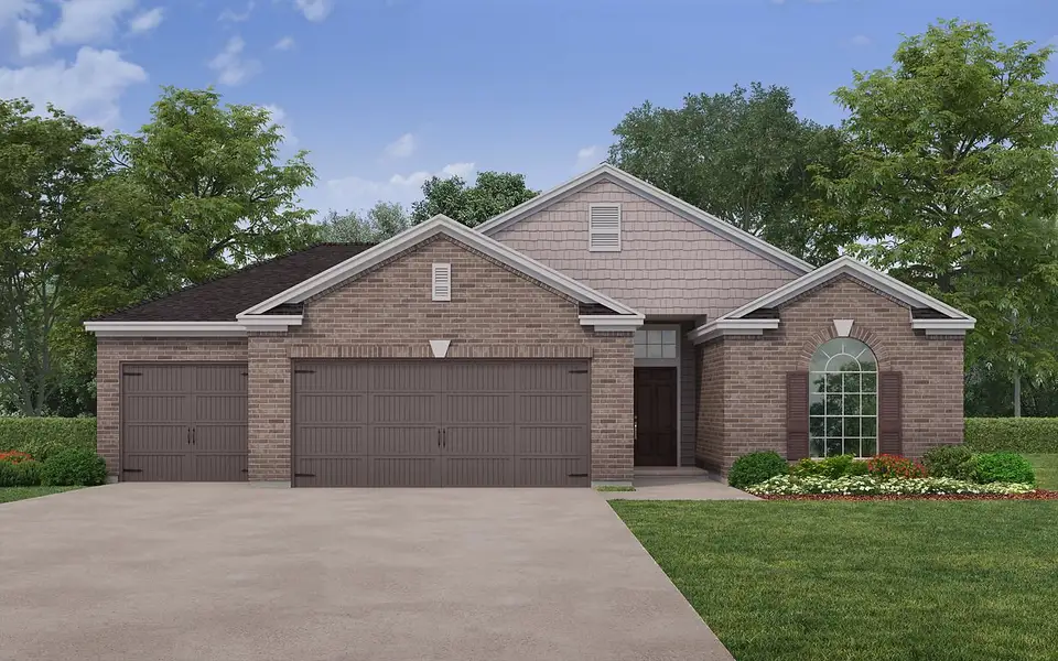 Representative exterior photo of a completed home built from the Grayson by Kendall Homes in River Ranch, Dayton, TX (Image 4).