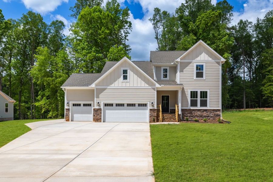 Representative exterior photo of a completed home built from the Davidson by Cimarron Homes in Fieldcrest, Mebane, NC (Image 4). Representative exterior photo of a completed home built from the Davidson by Cimarron Homes in Fieldcrest, Mebane, NC (Image 4).