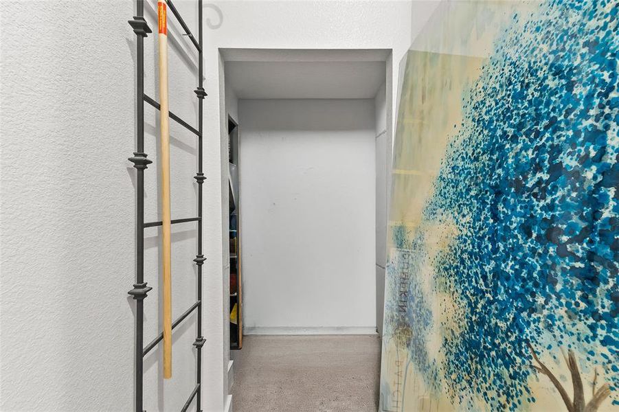 Loads of storage under the stairs