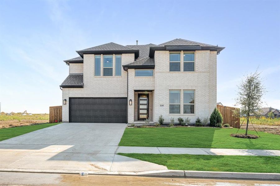 Front exterior of a new home in Wildflower Ranch 60-65, Fort Worth, TX, highlighting curb appeal (Image 23). Front exterior of a new home in Wildflower Ranch 60-65, Fort Worth, TX, highlighting curb appeal (Image 23).