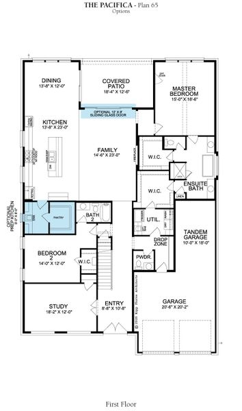 2D floor plan layout for the Pacifica by Landon Homes in Fields - Brookside North, Frisco, TX (Image 5). 2D floor plan layout for the Pacifica by Landon Homes in Fields - Brookside North, Frisco, TX (Image 5).
