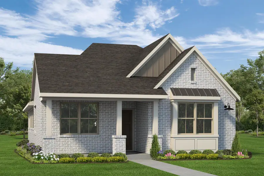 Front exterior of a new home in Riceland, Mont Belvieu, TX, highlighting curb appeal (Image 1). Front exterior of a new home in Riceland, Mont Belvieu, TX, highlighting curb appeal (Image 1).