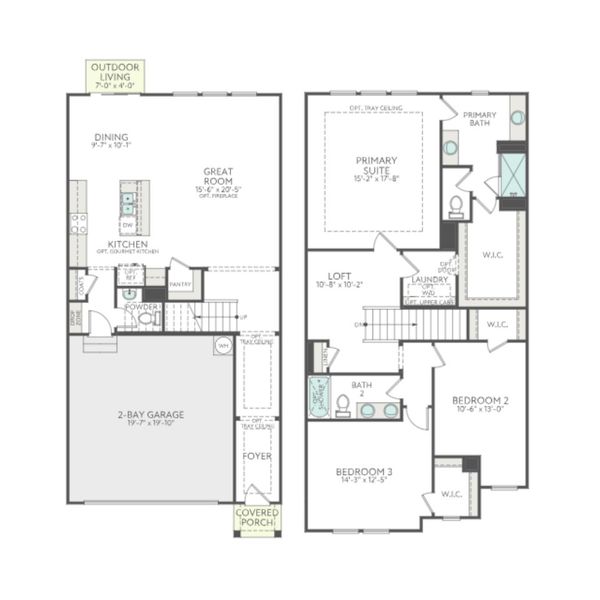2D floor plan layout for the Falcon by Tri Pointe Homes in Camryn at Southbridge, Fort Mill, SC (Image 3). 2D floor plan layout for the Falcon by Tri Pointe Homes in Camryn at Southbridge, Fort Mill, SC (Image 3).