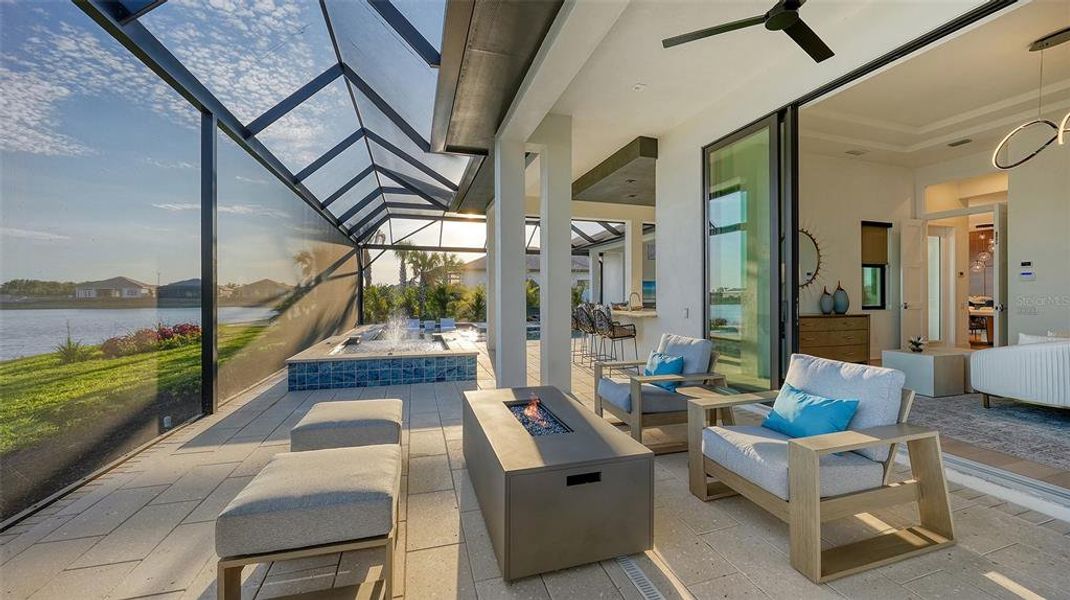 Exterior details and patio area of a home in Wild Blue at Waterside, Sarasota (Image 24).
