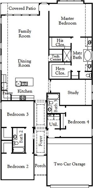 2D floor plan layout of this home in Ladera, San Antonio, TX (Image 4).