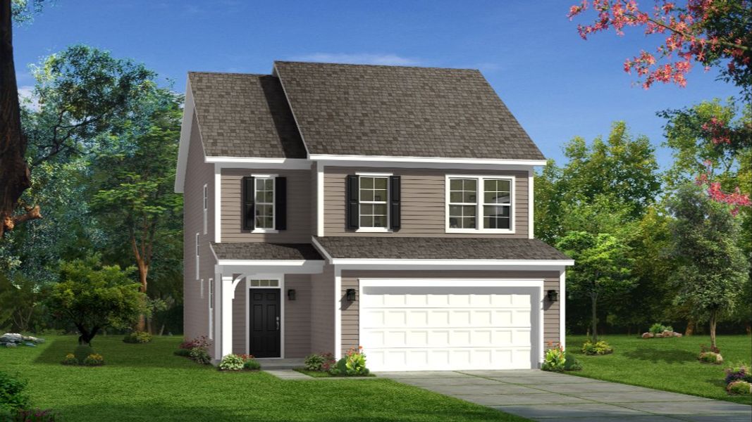 Front exterior of a new home in Station Pointe, Angier, NC, highlighting curb appeal (Image 1). Front exterior of a new home in Station Pointe, Angier, NC, highlighting curb appeal (Image 1).