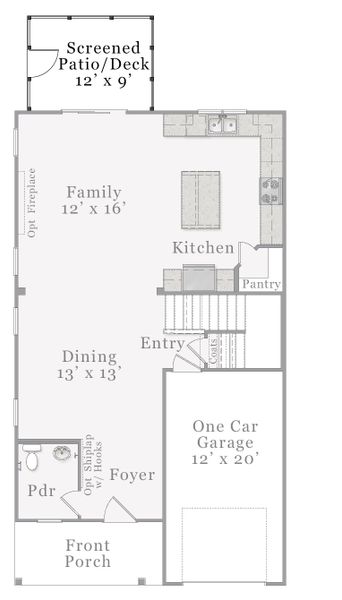 2D floor plan layout for the Metcalf by McKee Homes in Bedford, Raeford, NC (Image 14).