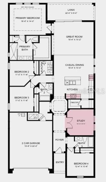 2D floor plan layout of this home in Indigo Creek, Apollo Beach, FL (Image 5).