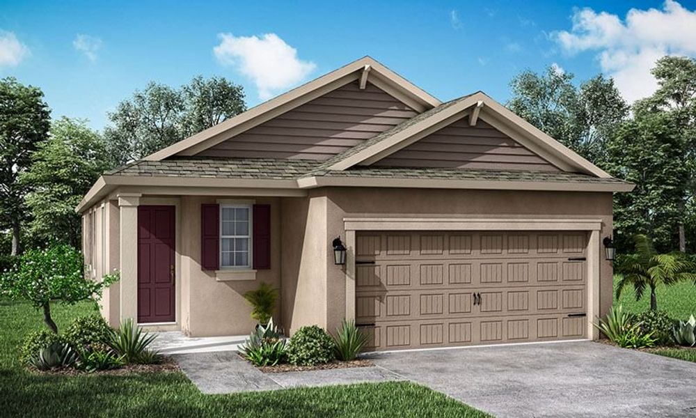 Front exterior of a new home in The Sanctuary – Coastal Collection, Punta Gorda, FL, highlighting curb appeal (Image 2).