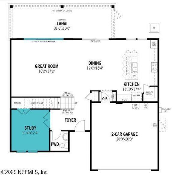 2D floor plan layout of this home in RiverTown - Cove, St. Johns, FL (Image 3).