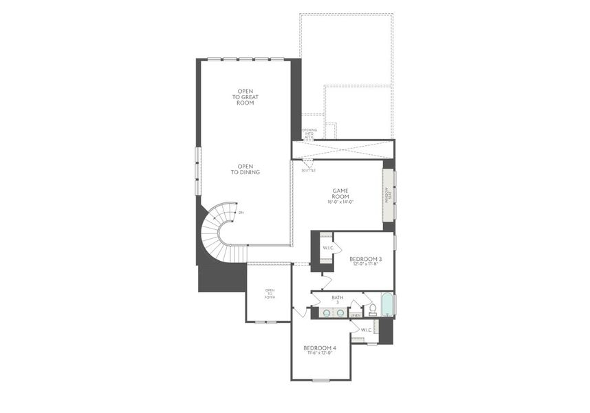 2D floor plan layout for the Downy by Tri Pointe Homes in Harvest Point at Clopton Farms, Montgomery, TX (Image 23).