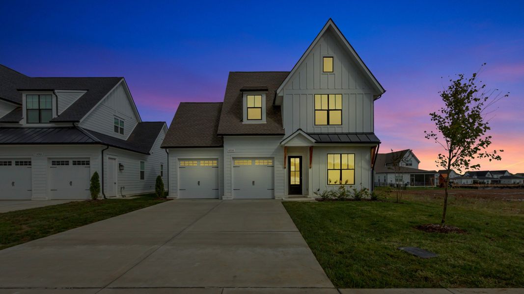 Front exterior of a new home in Shelton Square, Murfreesboro, TN, highlighting curb appeal (Image 1).
