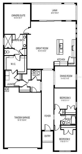 2D floor plan layout of this home in Coral Lakes - Tradition & Express, Punta Gorda, FL (Image 3).