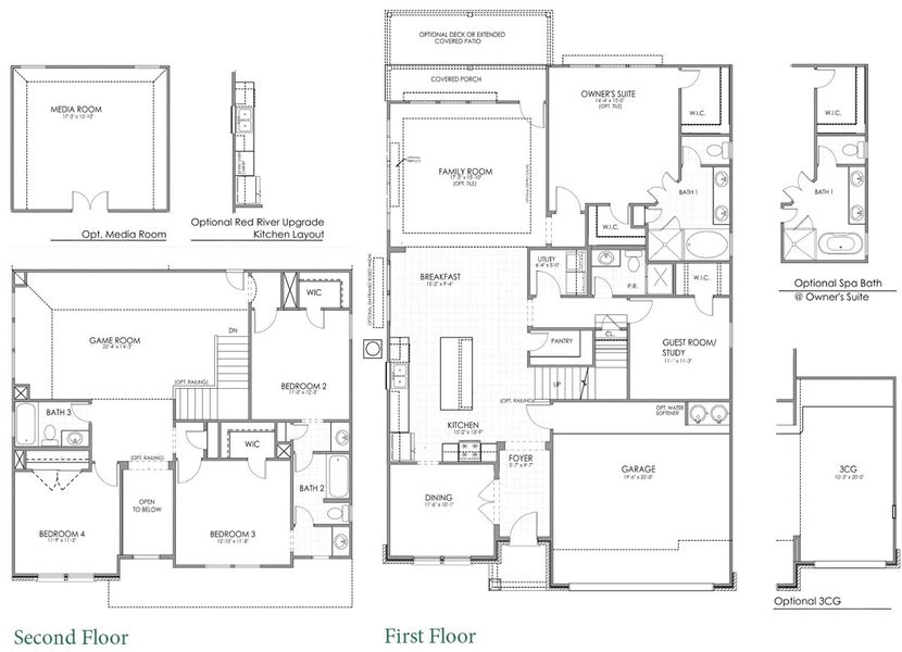2D floor plan layout for the Trenton 2885 D by Saratoga Homes in Kendall Lakes, Alvin, TX (Image 3).