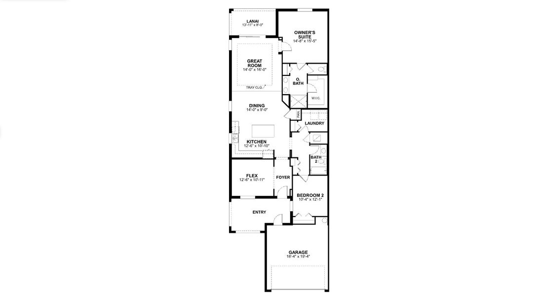 2D floor plan layout for the Pearl by M/I Homes in Southpointe, Palmetto, FL (Image 5).