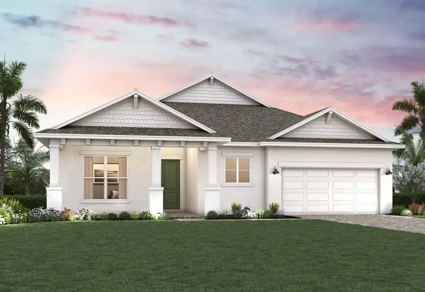 Front exterior of a new home in SeaFlower – Classic Homes, Bradenton, FL, highlighting curb appeal (Image 1). Front exterior of a new home in SeaFlower – Classic Homes, Bradenton, FL, highlighting curb appeal (Image 1).