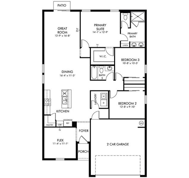 2D floor plan layout for the Daphne by Meritage Homes in Hamilton Bluff - Signature Series, Lake Hamilton, FL (Image 3).