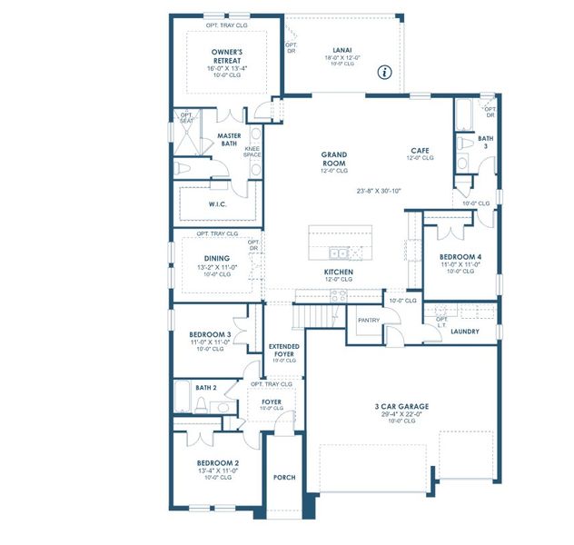 2D floor plan layout for the Islamorada II by Homes by WestBay in Oakfield, Parrish, FL (Image 3).