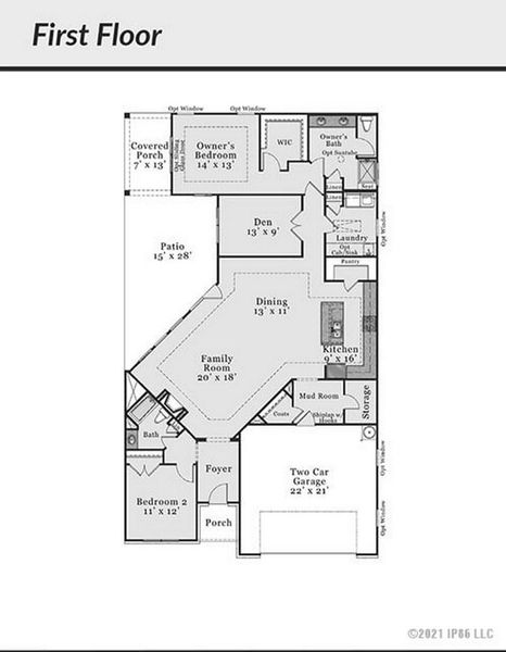 2D floor plan layout for the Promenade Classic by Epcon Communities in The Cottages at 78 North, Sanford, NC (Image 2). 2D floor plan layout for the Promenade Classic by Epcon Communities in The Cottages at 78 North, Sanford, NC (Image 2).
