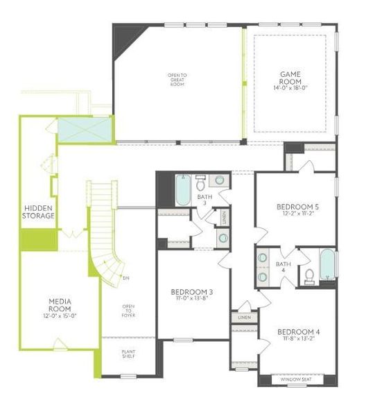 2D floor plan layout of this home in Pecan Ridge, Fulshear, TX (Image 3).