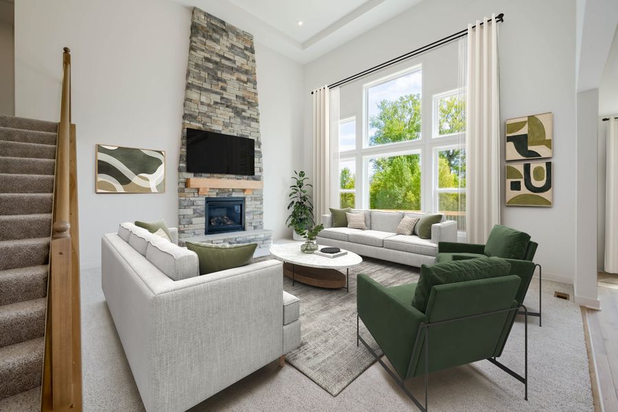 Representative furnished interior of a home built from the Rhodes by Fischer Homes in Twin Lakes, Hoschton (Image 3).