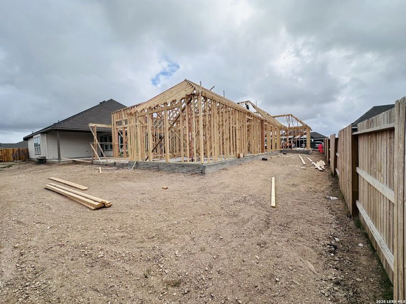In-progress construction of a new home in Village at Three Oaks, Seguin, TX (Image 4).