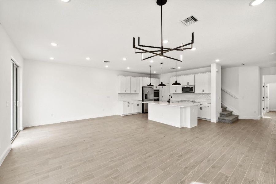 Kitchen, Dining Area & Great Room